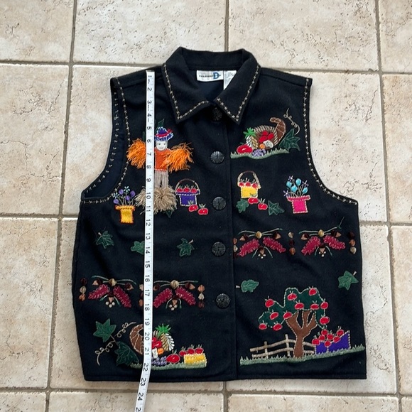 🍁Vintage Paul Harris Design Embroidered Fall/Harvest Themed Vest Size L EUC 🍁 - Picture 14 of 15
